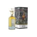 Frasco de perfume Armaf Georgians King John EDP con diseño real en tonos dorado brillante y negro, inspirado en la realeza. Presentación lujosa con emblemas y detalles clásicos que evocan poder, elegancia y autoridad. Fragancia masculina sofisticada y audaz.