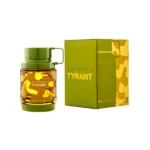 Frasco del perfume Armaf Odyssey Tyrant con diseño moderno en tonos negros y dorados, de estilo robusto y dominante. Botella masculina que transmite poder, autoridad y sofisticación. Ideal para hombres que buscan una fragancia intensa, cálida y con carácter imponente.