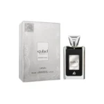 Perfume Lattafa Ejaazi Intensive Silver de 100 ml, fragancia masculina fresca y elegante con notas amaderadas y cítricas, ideal para climas cálidos y uso diario.