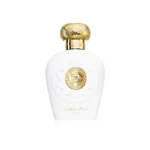 Perfume Lattafa Opulent Musk Eau de Parfum para mujer, fragancia floral y almizclada con notas blancas y fondo suave, elegante, delicada y sofisticada.