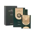 Frasco del perfume Armaf The Lions Club Feroce con diseño lujoso en color dorado oscuro y detalles de león en relieve. Botella robusta y sofisticada que representa poder, nobleza y carácter. Ideal para hombres que desean una fragancia intensa, elegante y dominante.