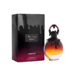 Botella del perfume Miss Armaf Magnifiq con diseño elegante y femenino en tonos dorado y rosa metálico. Frasco sofisticado que transmite lujo, delicadeza y estilo. Ideal para mujeres que buscan una fragancia encantadora, floral y con un toque de distinción.