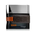 Frasco del perfume Armaf Craze Noir en color negro mate con detalles metálicos, de diseño moderno y elegante. Botella masculina que transmite misterio, sofisticación y carácter. Ideal para hombres que prefieren fragancias intensas, orientales y con presencia.