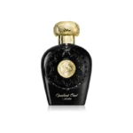 Lattafa Opulent Oud Eau de Parfum — fragancia unisex intensa y oriental con notas amaderadas, dulces y ambaradas; perfume de larga duración que combina lujo, elegancia y profundidad en un frasco dorado con detalles negros.